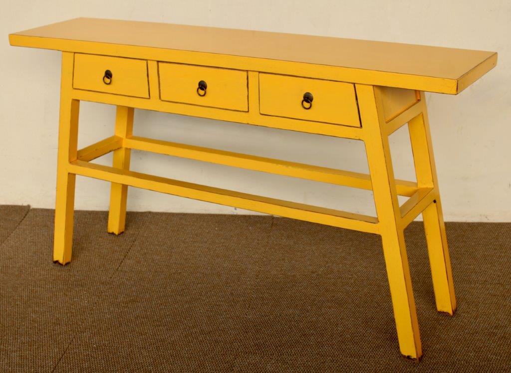 Yellow 3 Drawer Console